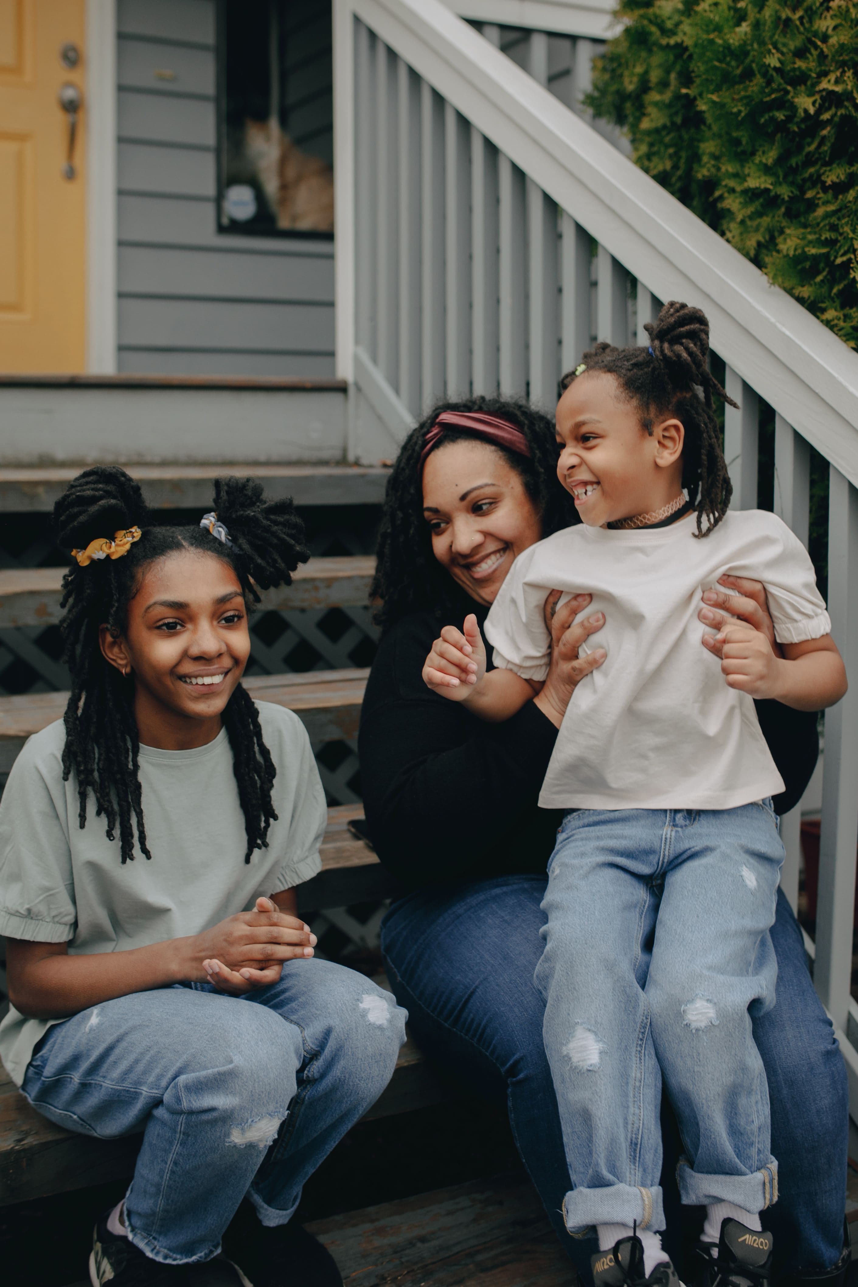 Family outside their home